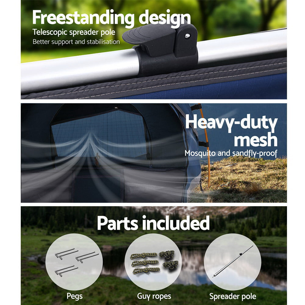 Camping Swag Tent Free Standing - King Single - Blue