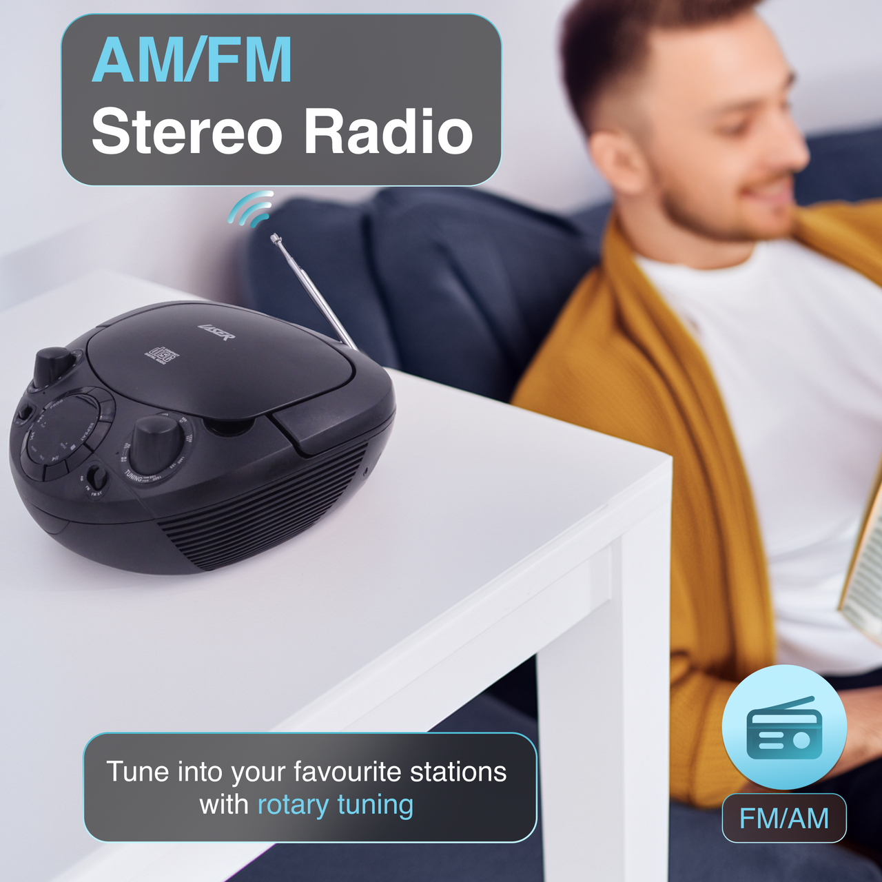 Portable Laser CD Boombox AM/FM Radio