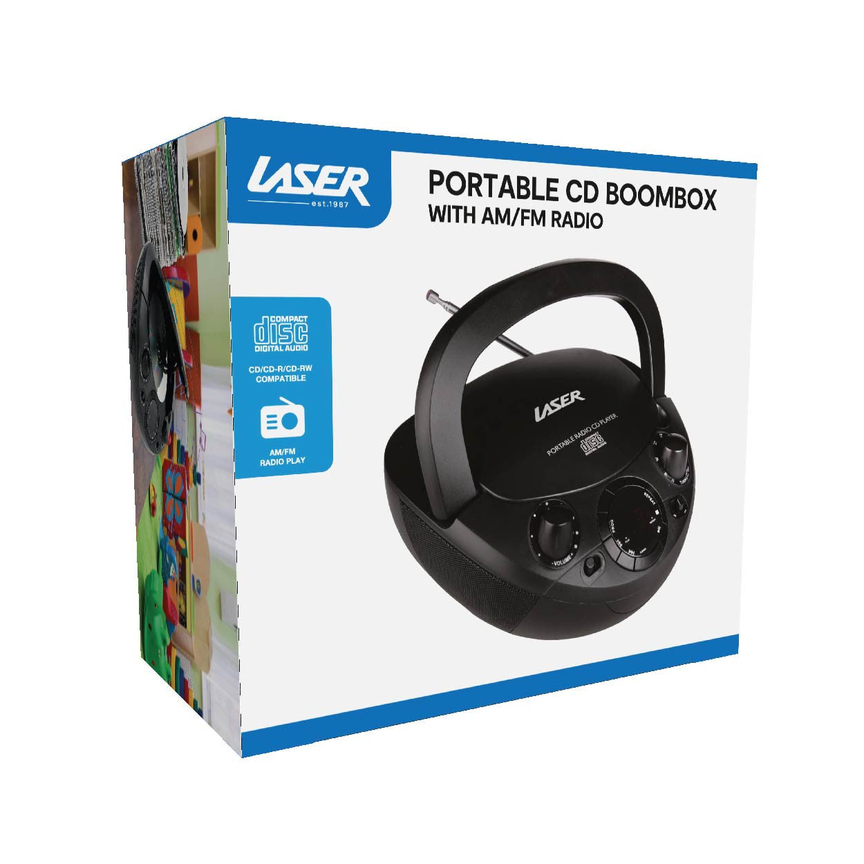 Portable Laser CD Boombox AM/FM Radio