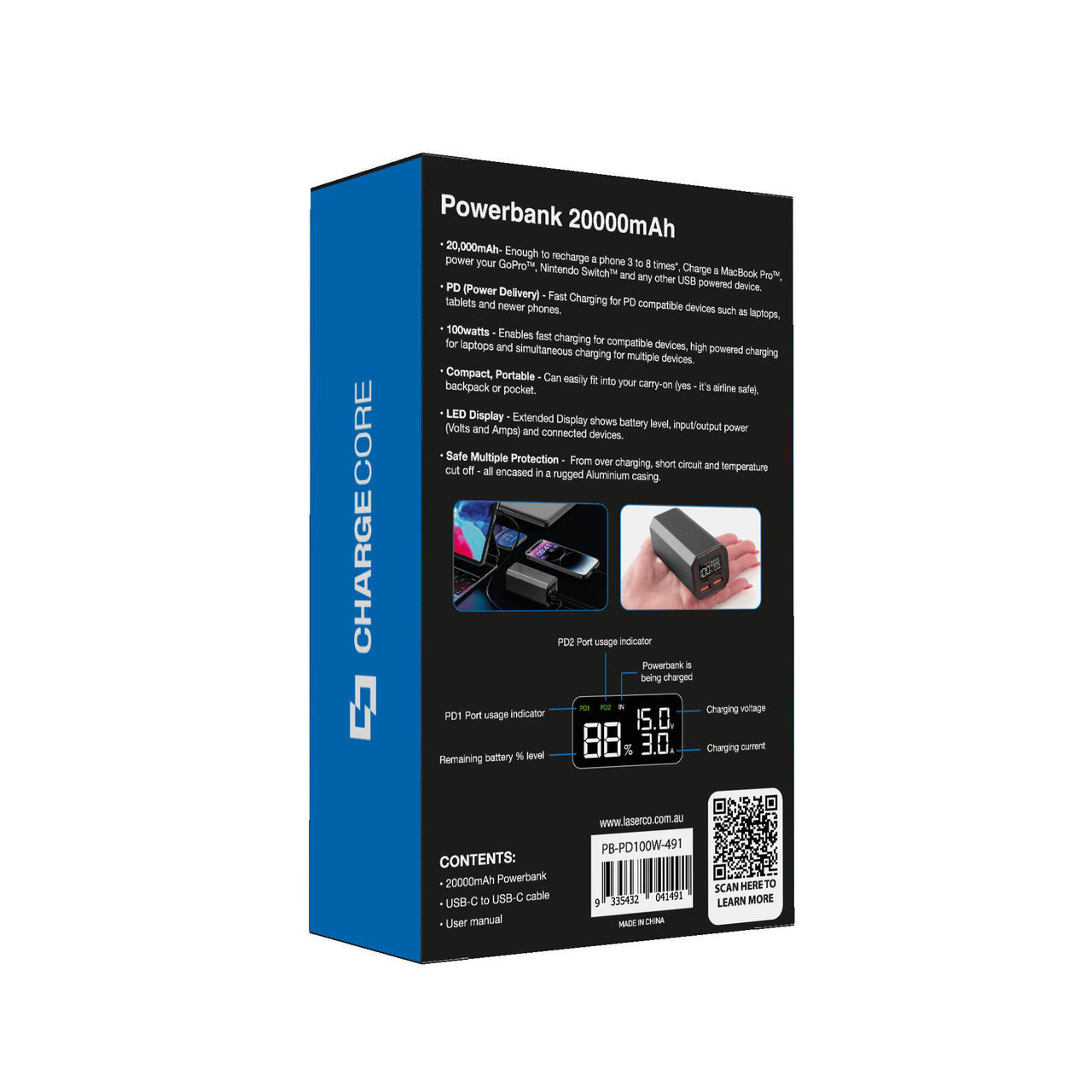 High Performance Power Bank 20000mAh for laptops, phones