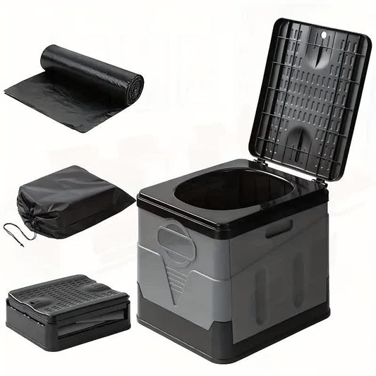 Portable Camping Toilet with Integrated Waste Bin
