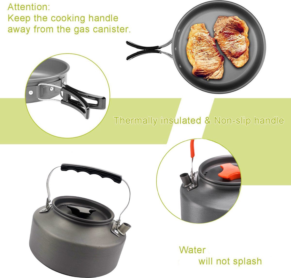 Camping Cookware - 9pce High Quality Oxidized Alumium