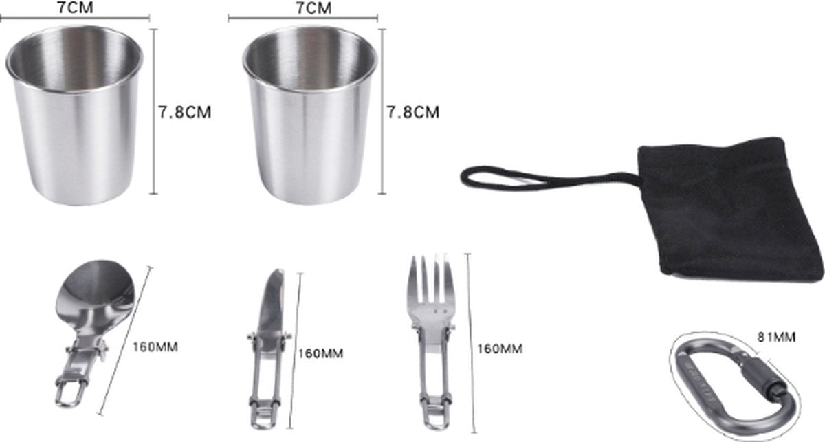 Camping Cookware - 9pce High Quality Oxidized Alumium