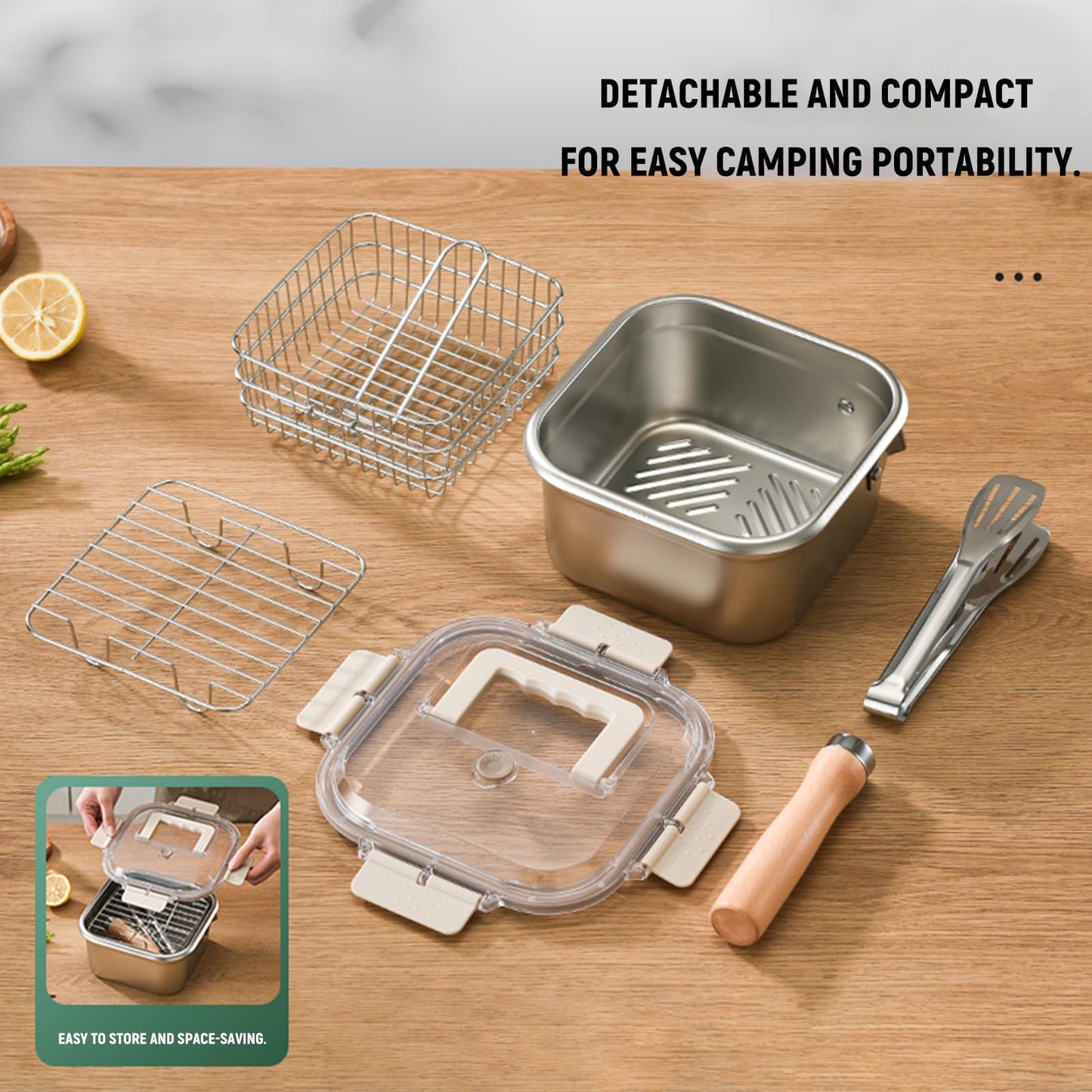 Square Camp Cooking Pan - 4 in 1