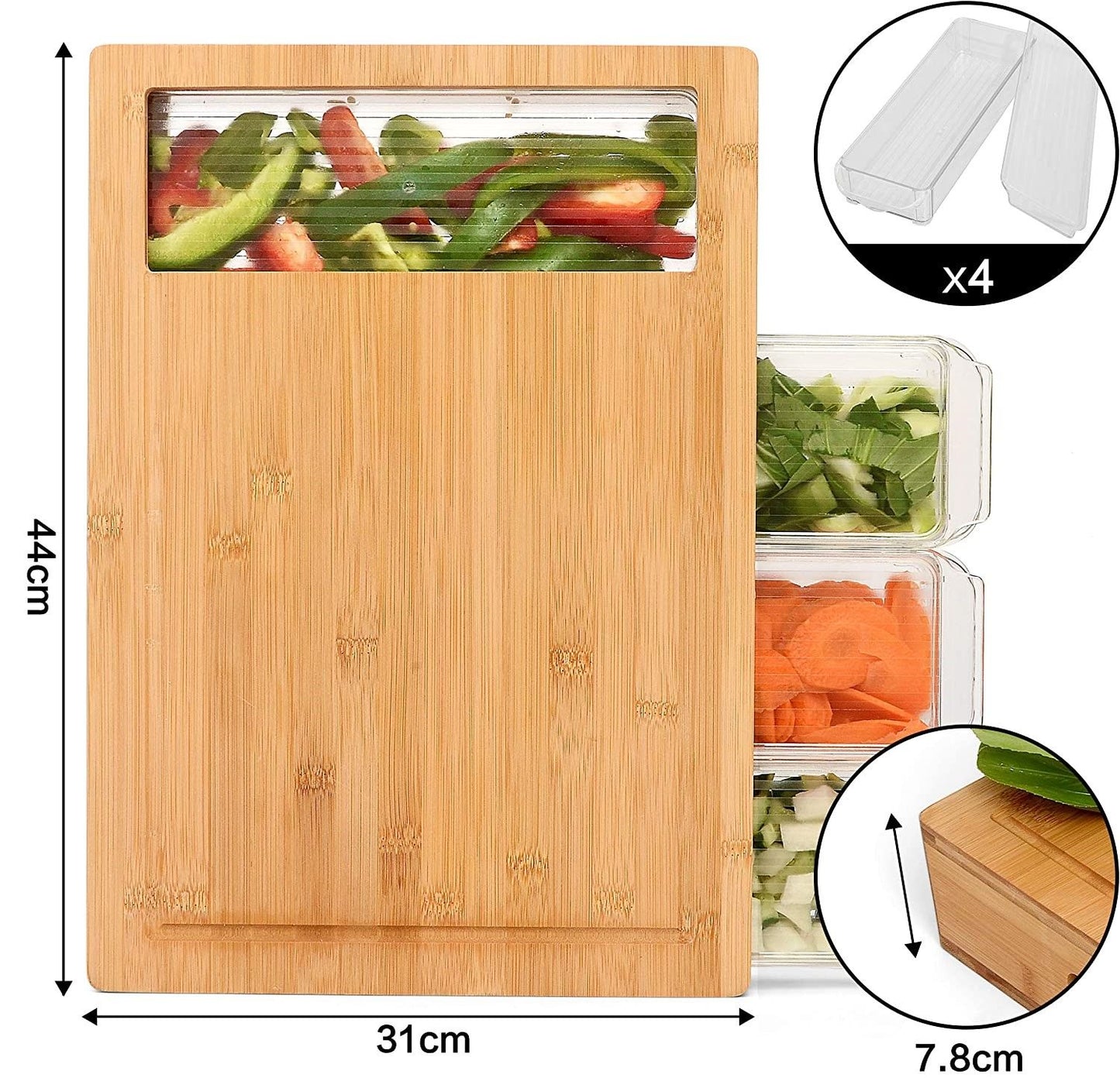 Bamboo Camp Cutting Board & 4 Containers - Free shipping