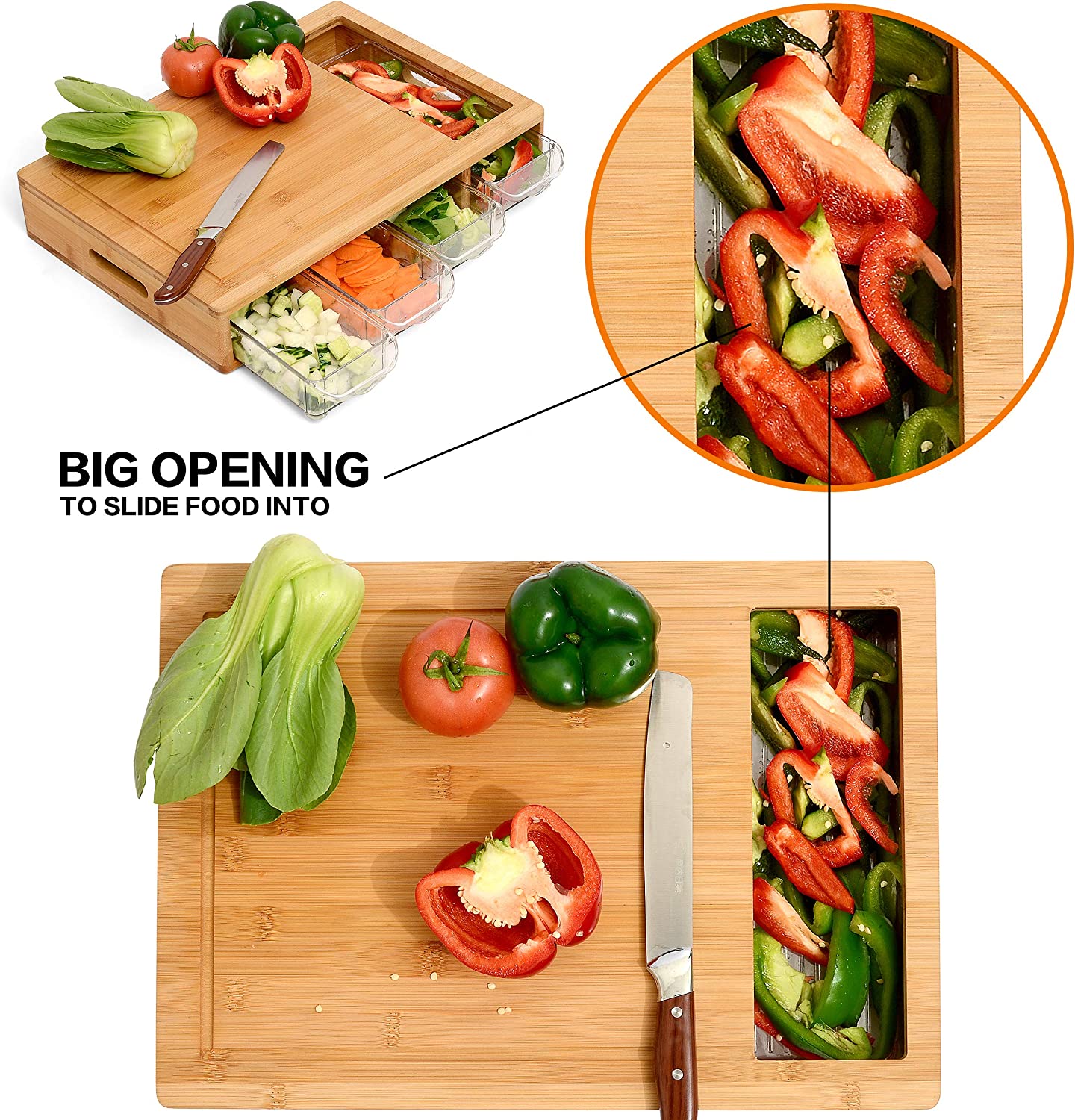Bamboo Camp Cutting Board & 4 Containers - Free shipping