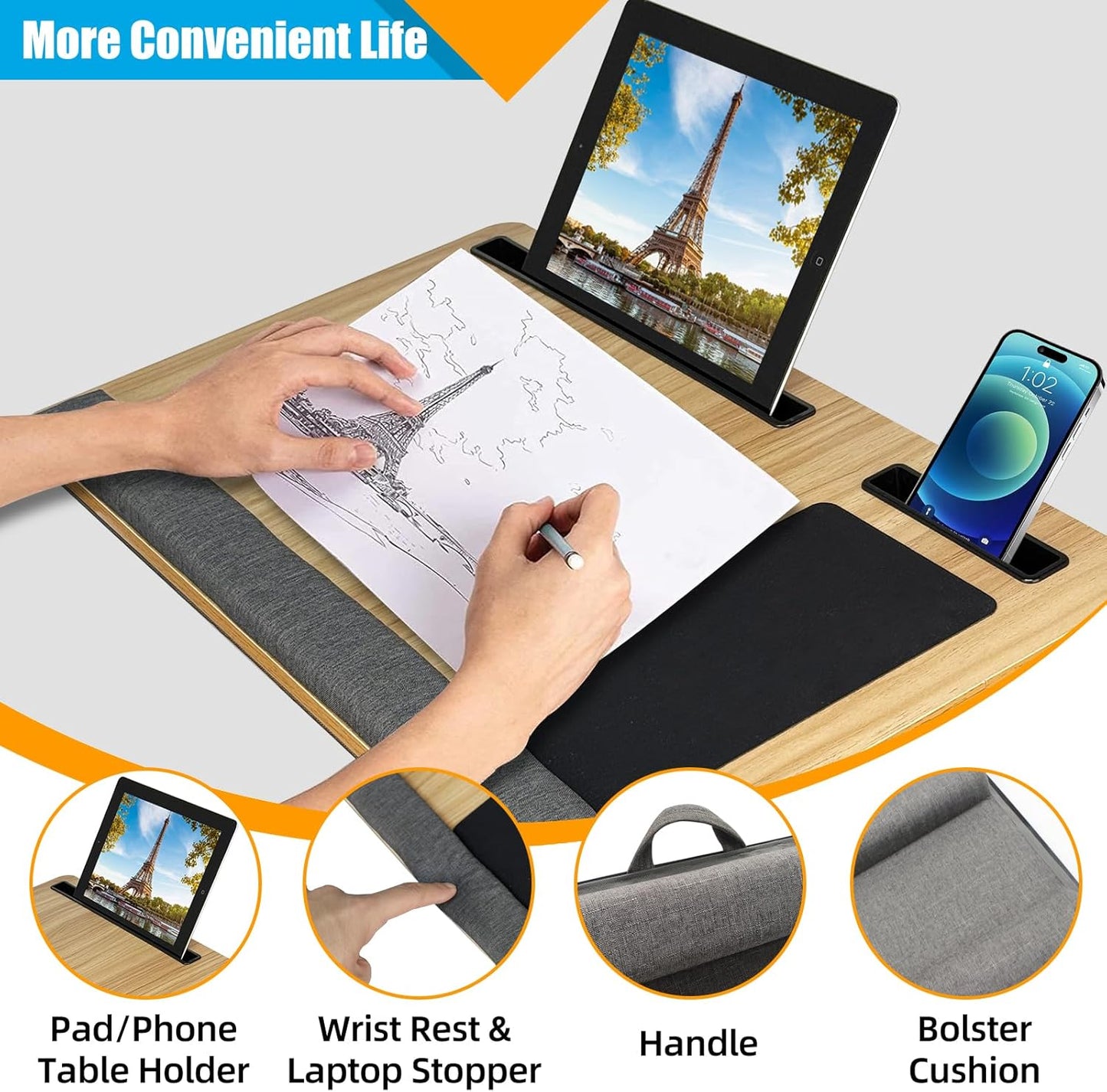 Portable Large User Friendly Lap Desk - Free shipping