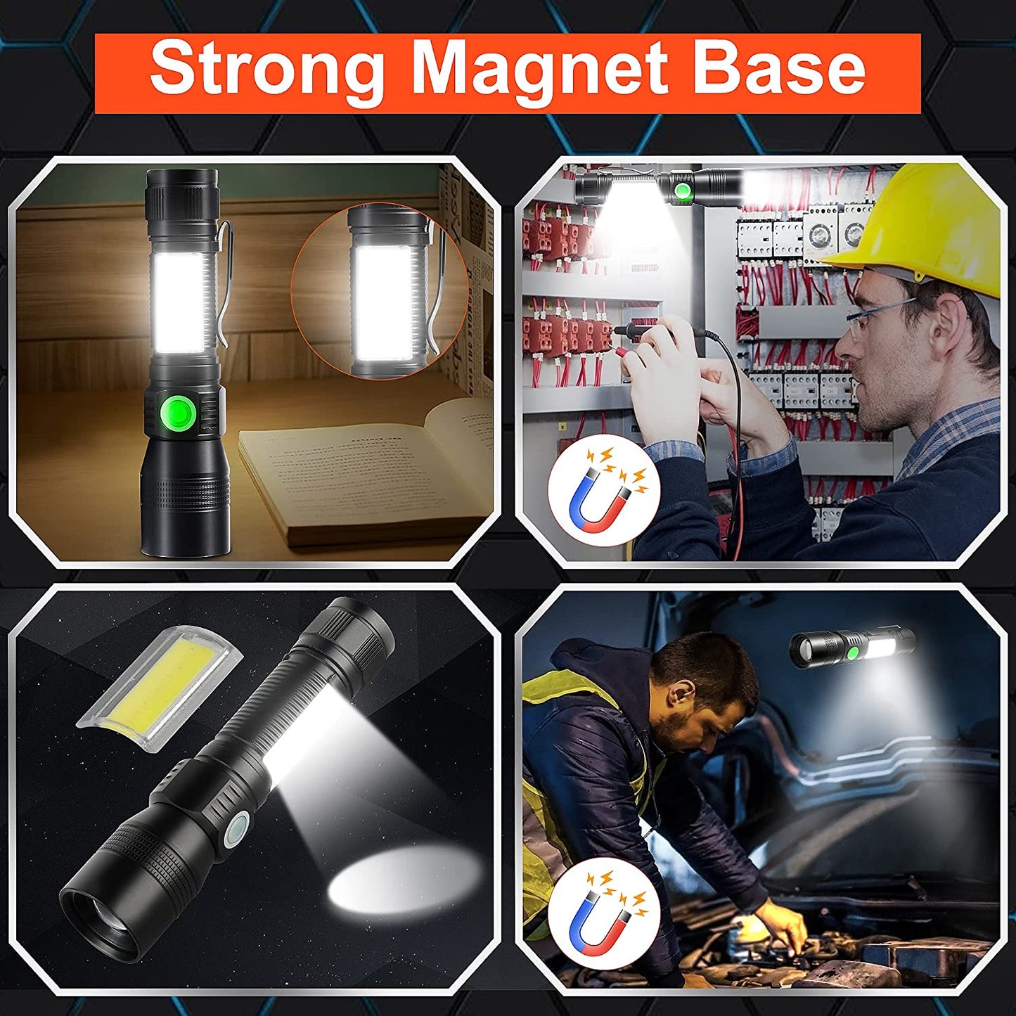 Flashlight for Camping / Working - waterproof magnetic - free shipping