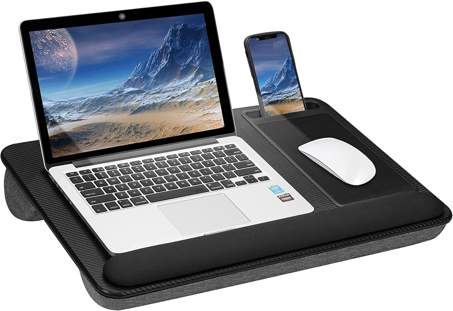 Portable Laptop Desk Mouse Pad & Phone Holder - Black - Free shipping