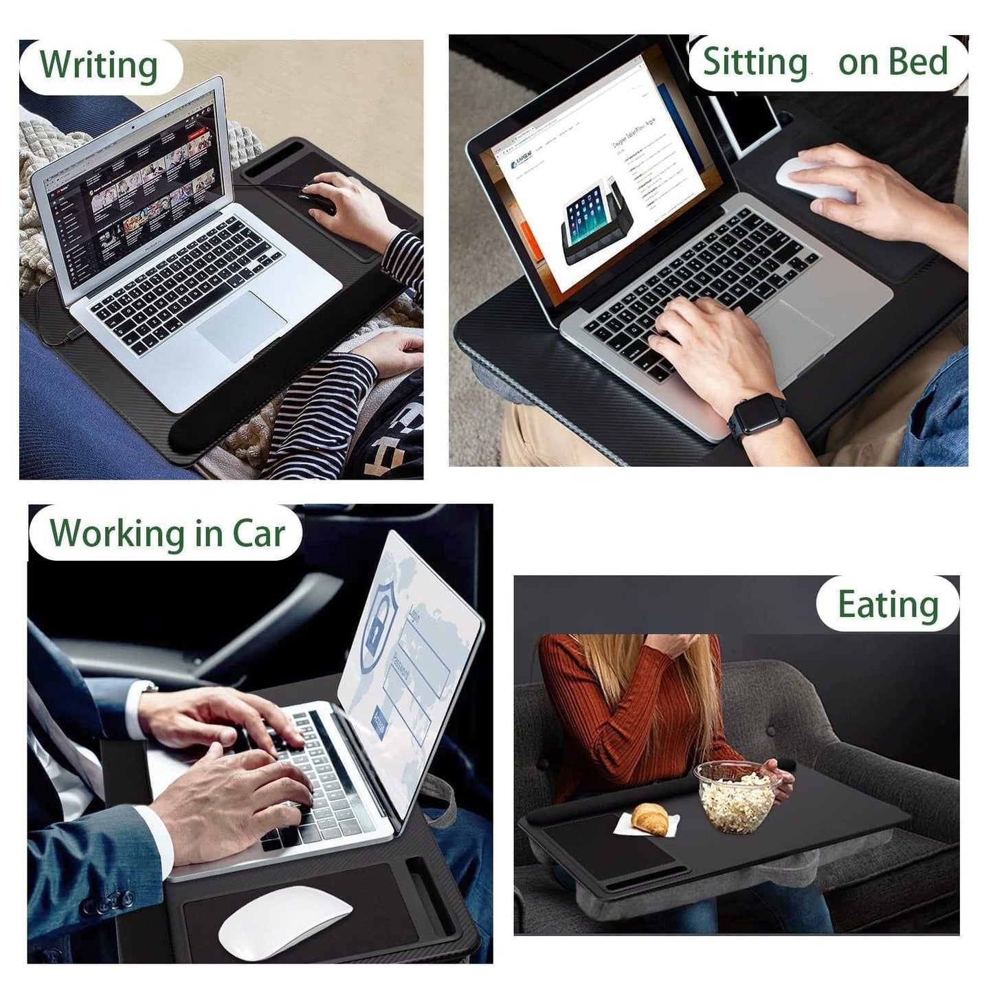 Portable Laptop Desk Mouse Pad & Phone Holder - Black - Free shipping