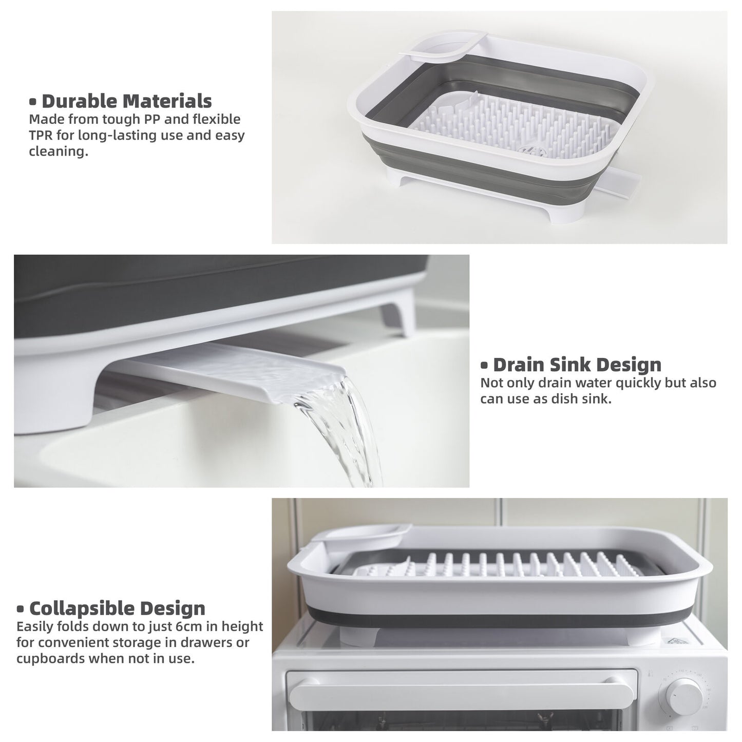 Collapsible Camping Dish utensil drying rack with plug