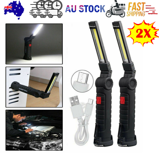 Portable Rechargeable COB LED Work Lights x2