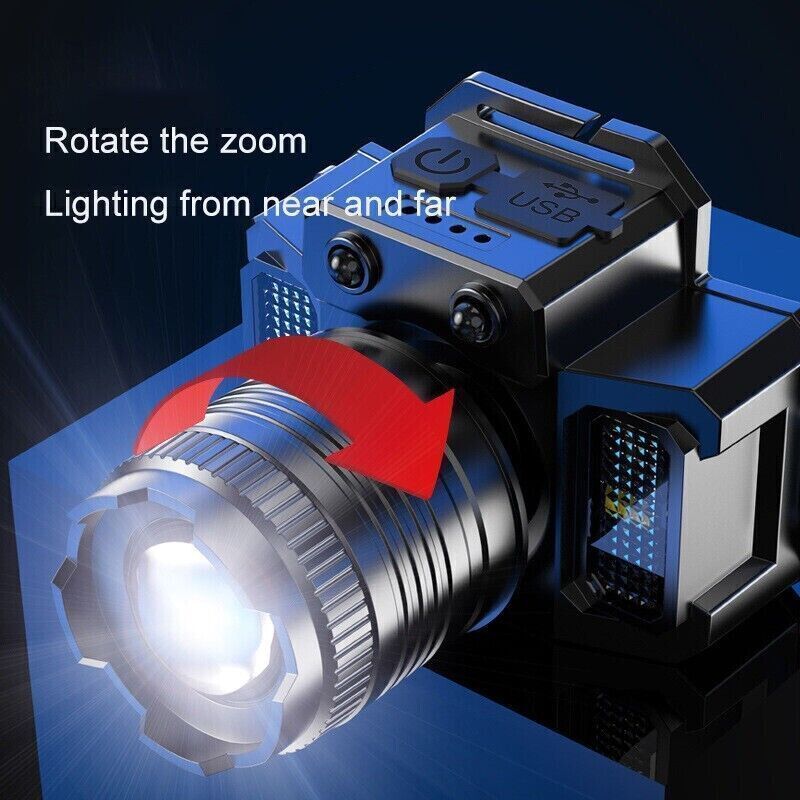 LED Headlamp Rechargeable Headlight Flashlight
