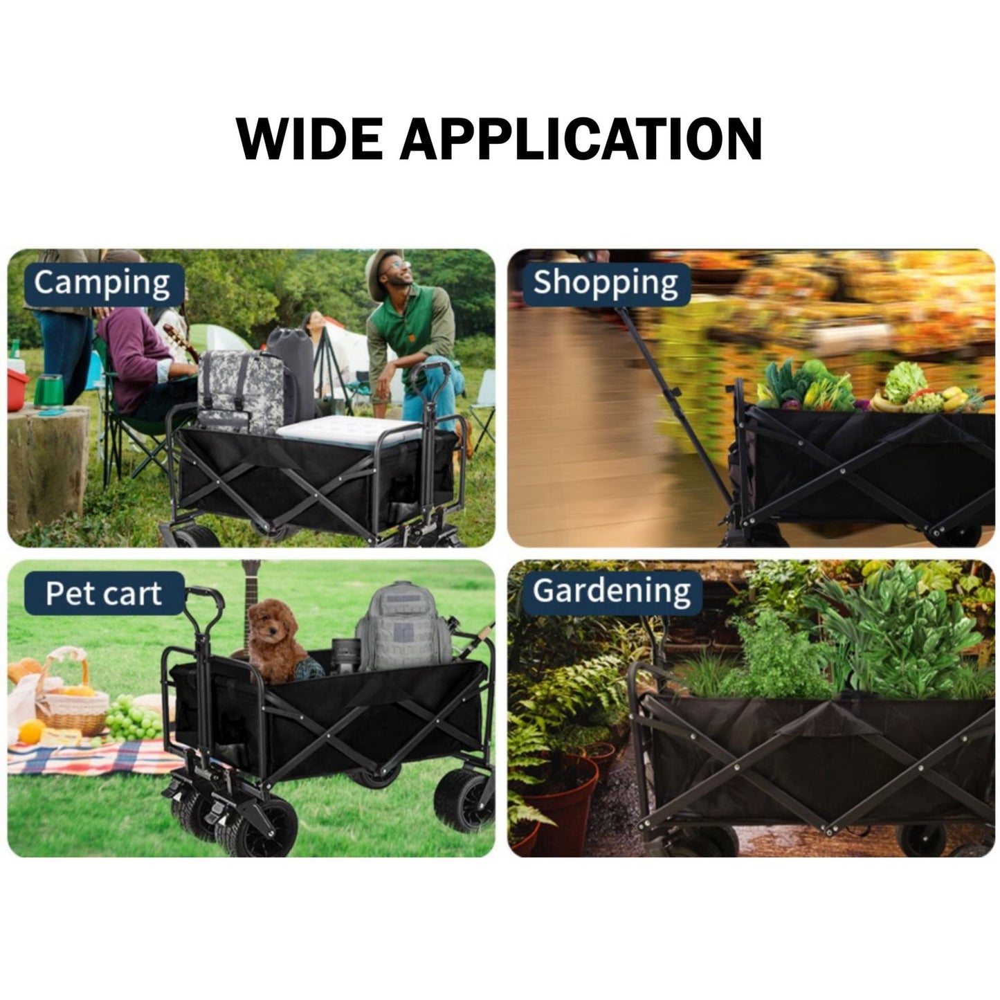 Heavy Duty Collapsible Wagon load 150kg - Black