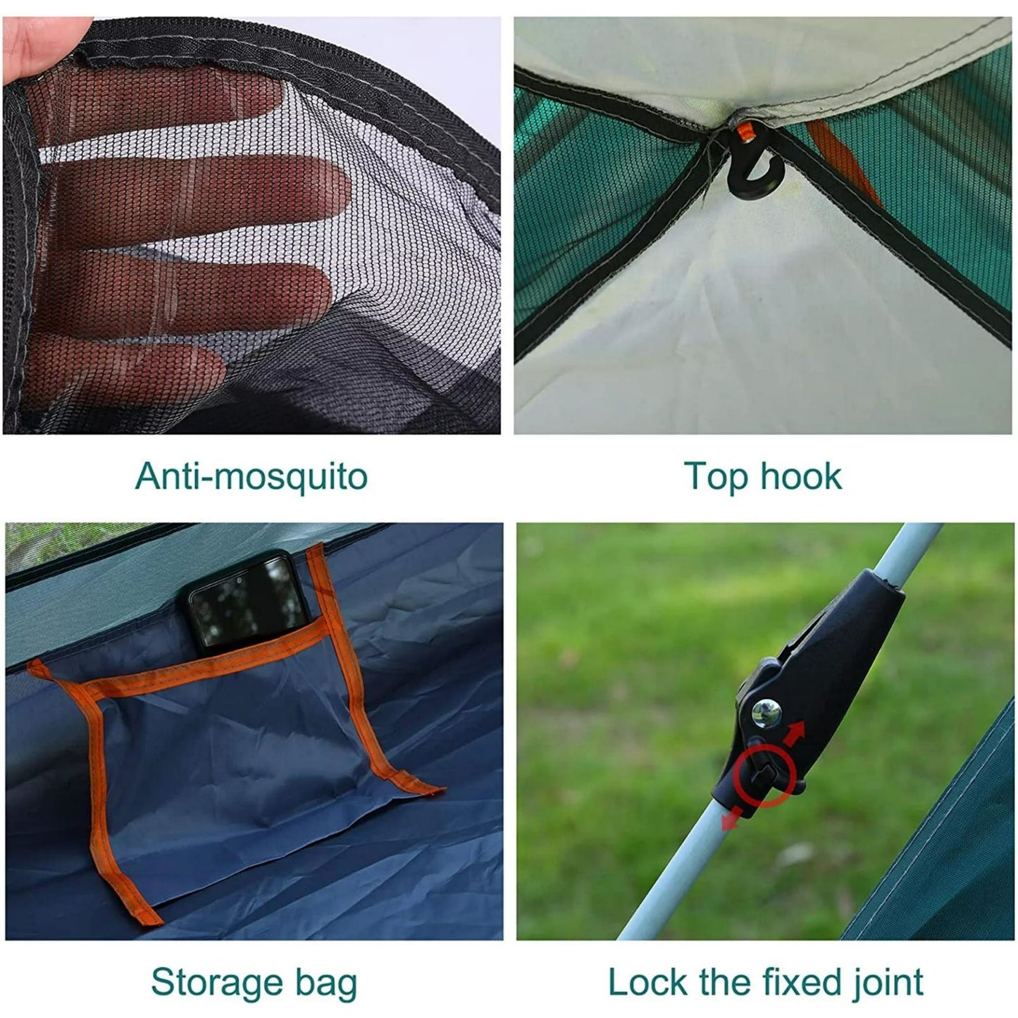 Instant Up Camping Tent 2-4 Person - GREEN-ORANGE