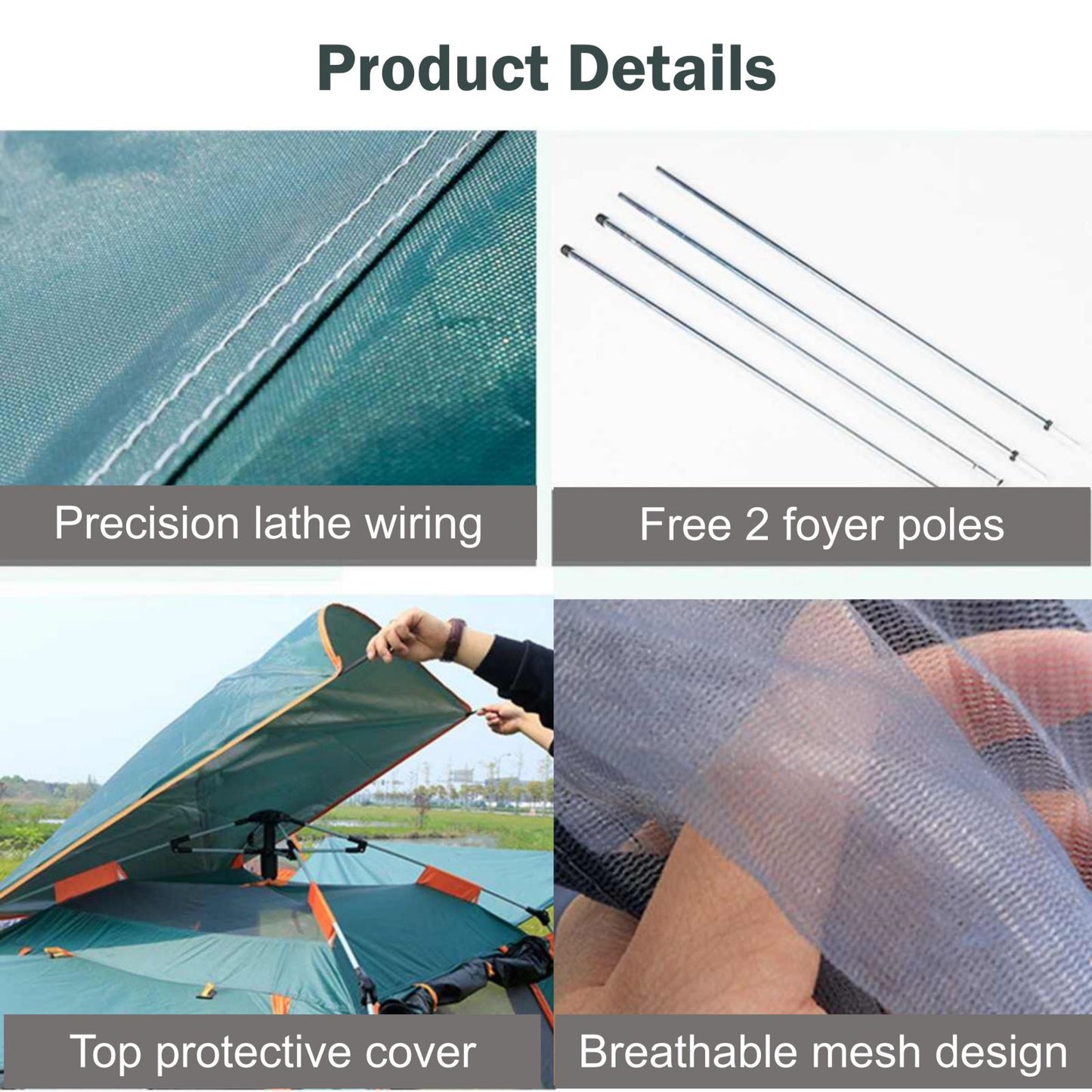 Instant Up Camping Tent 2-4 Person - GREEN-ORANGE