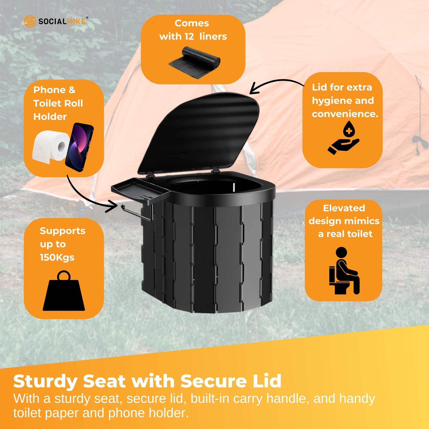 Portable Folding Camping Toilet - light easy