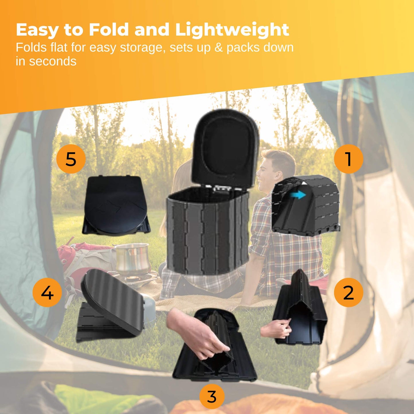 Portable Folding Camping Toilet - light easy