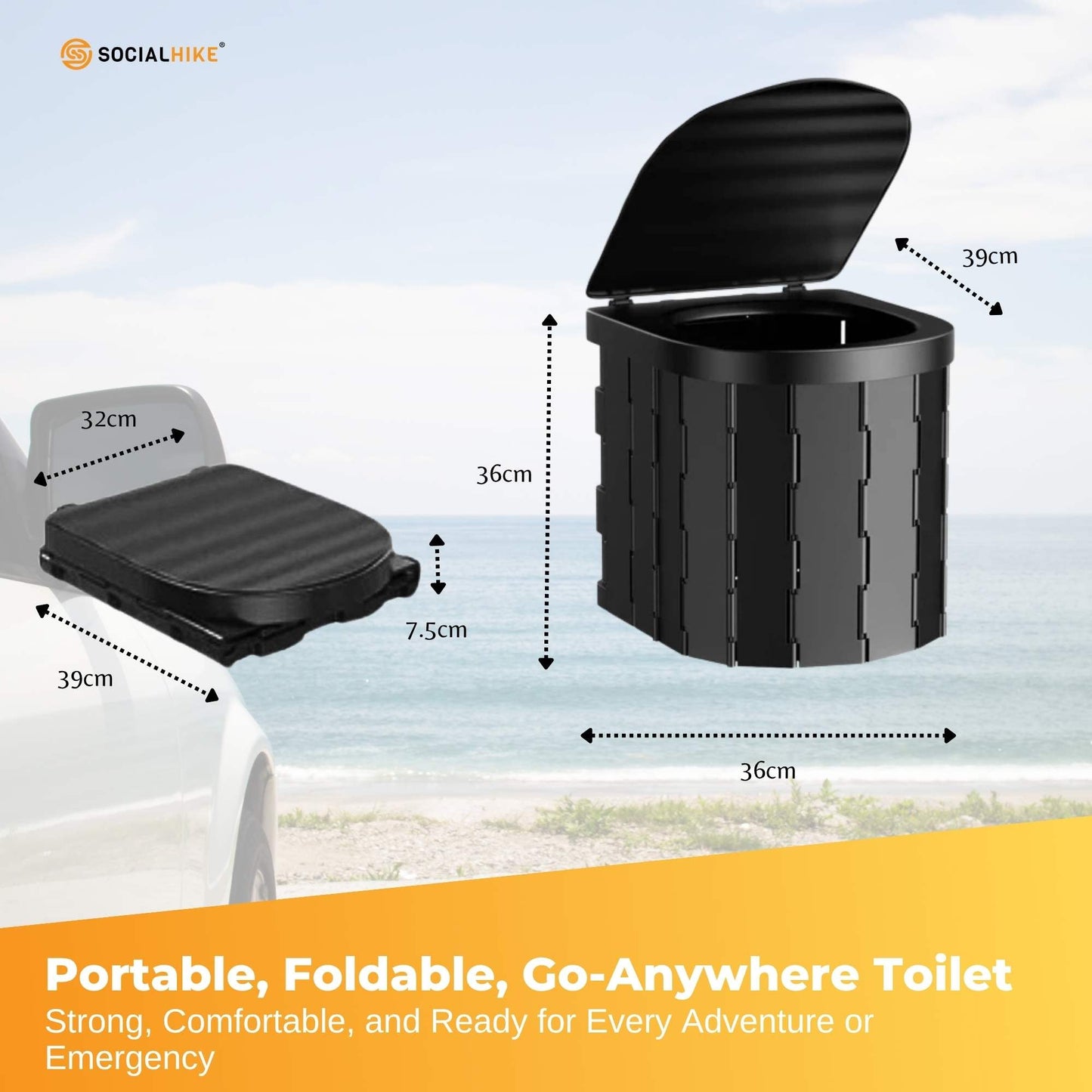 Portable Folding Camping Toilet - light easy