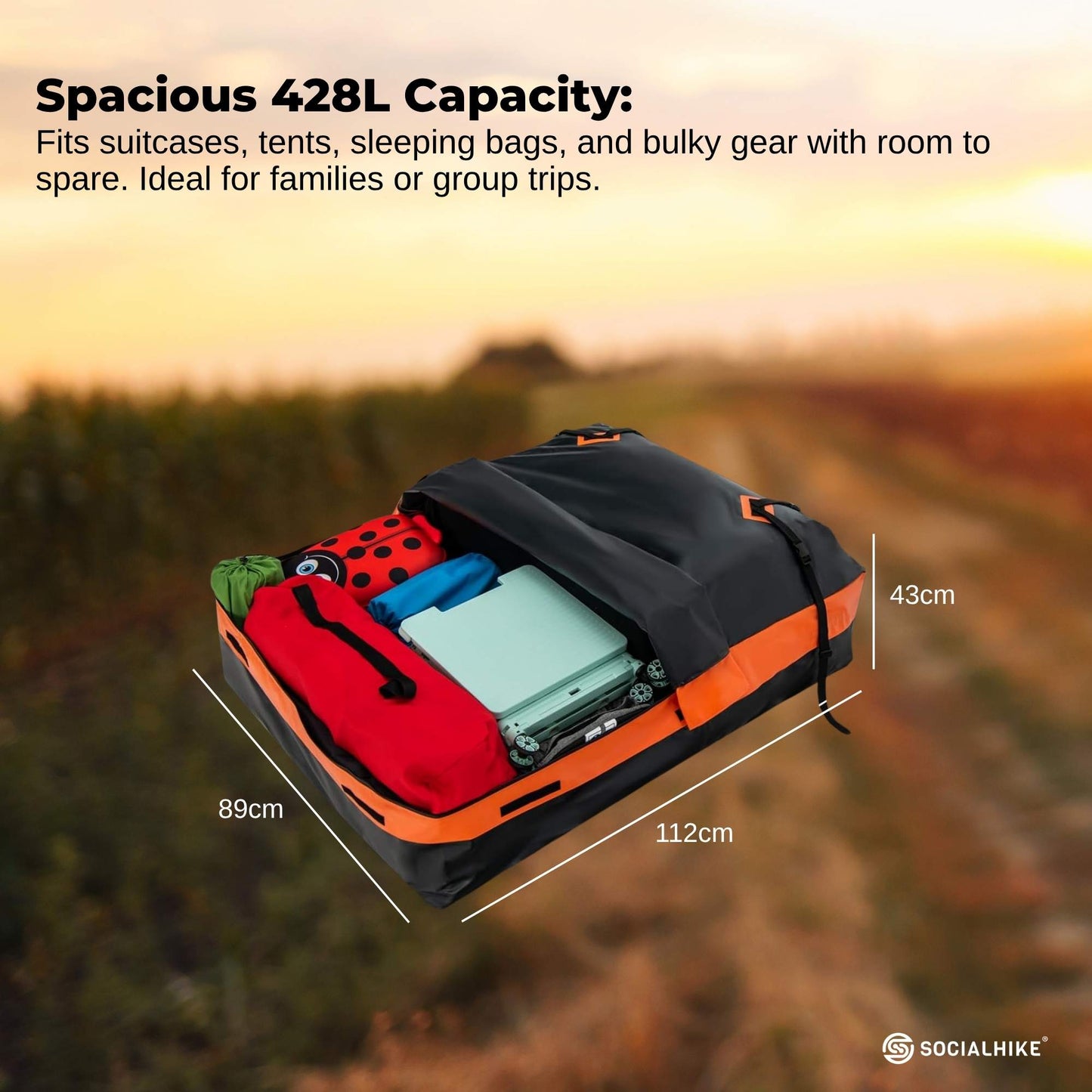 Car Rooftop Camp Storage Carrier - Waterproof - 428L
