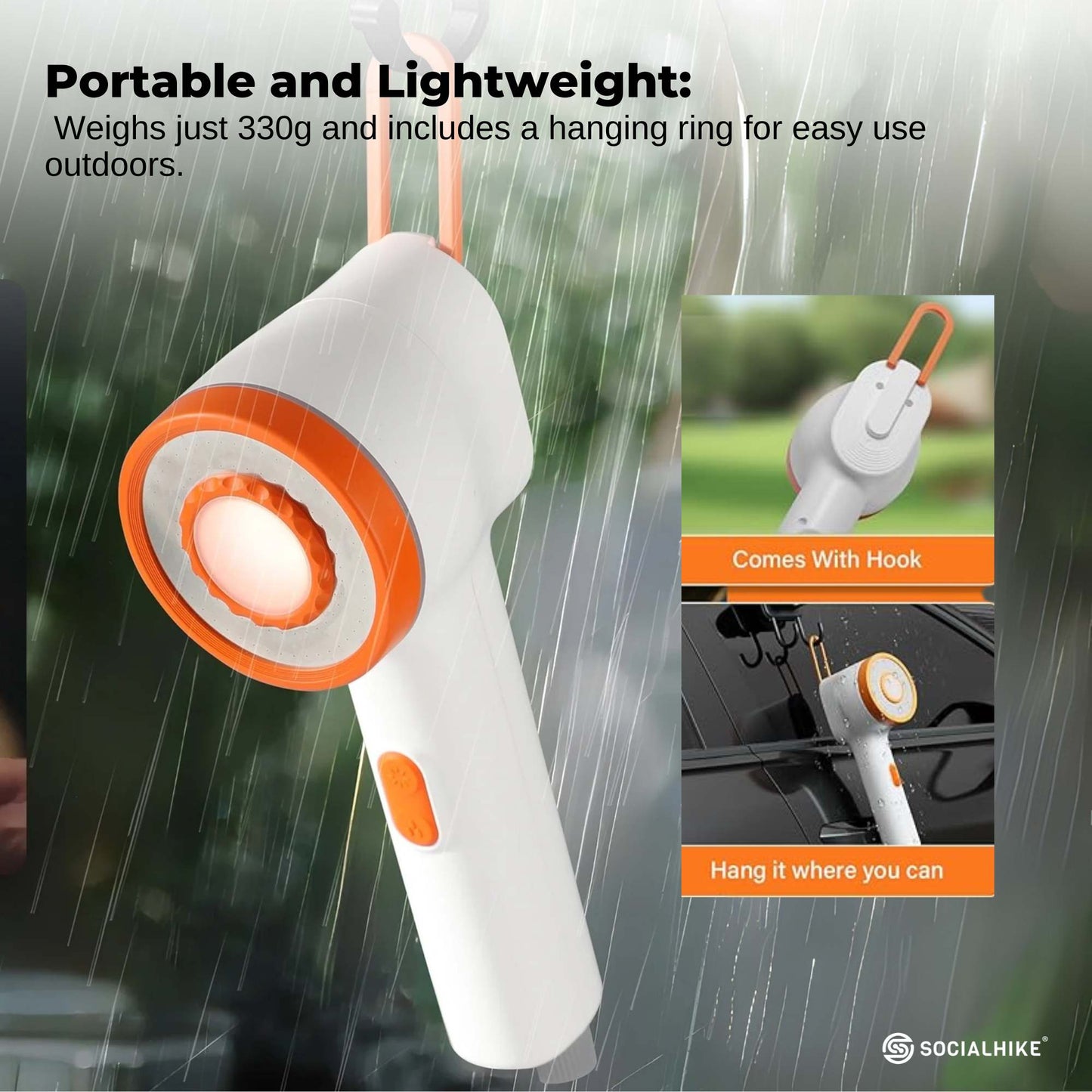 Portable Camping Shower Head - Rechargeable & LED light