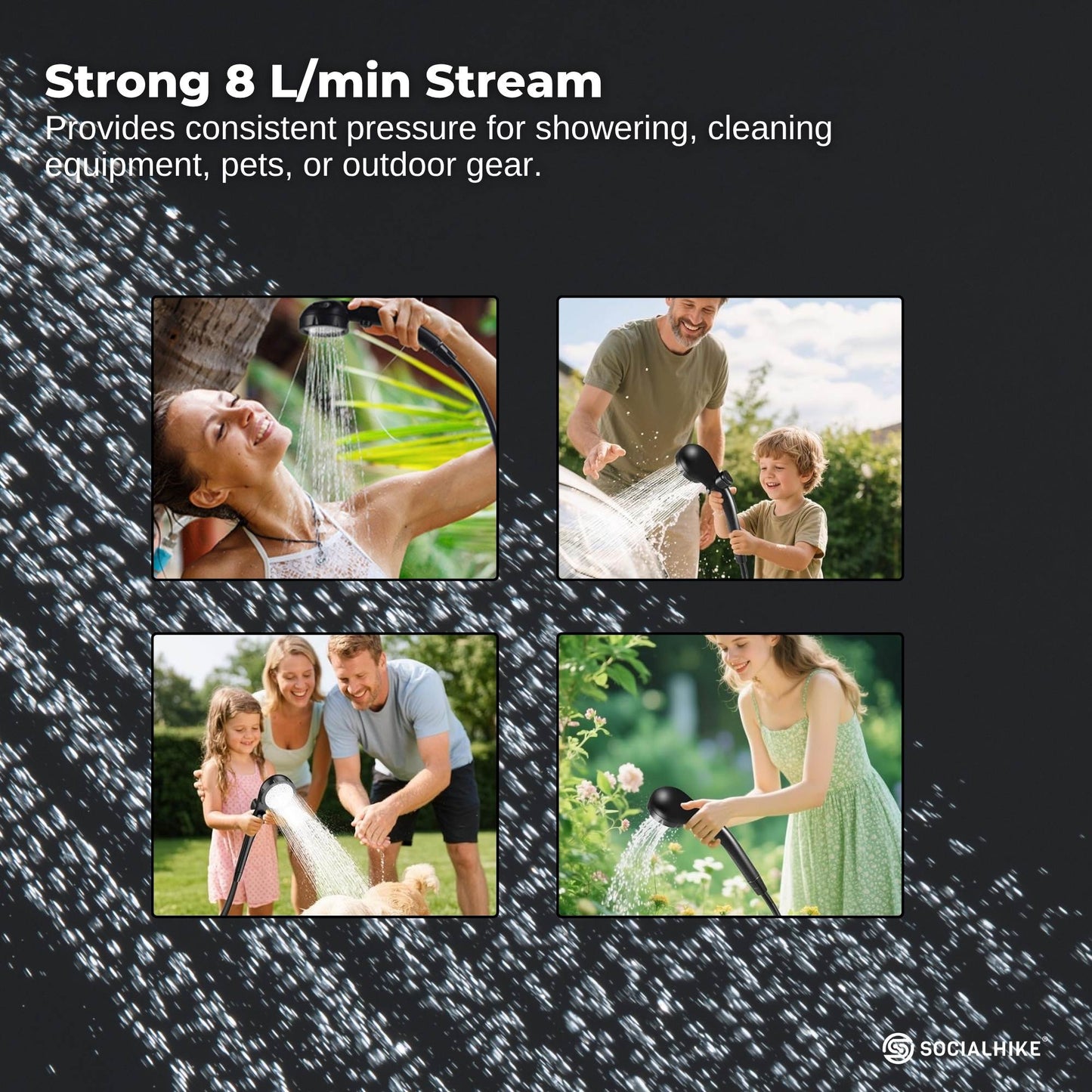 Portable Camping Shower Kit - 6000MAh Rechargeable Pump LED