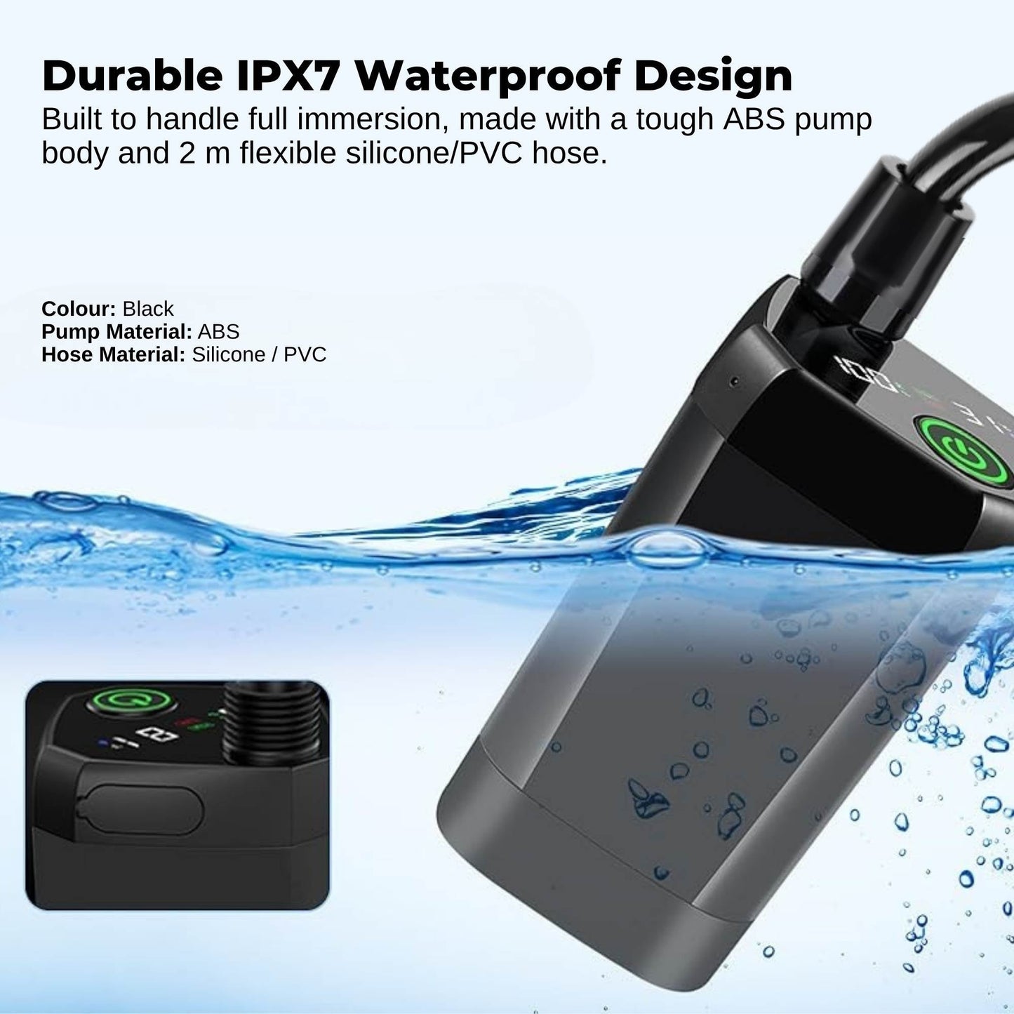 Portable Camping Shower Kit - 6000MAh Rechargeable Pump LED