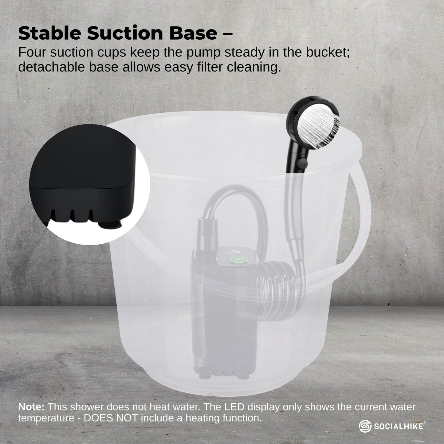 Portable Camping Shower Kit - 6000MAh Rechargeable Pump LED