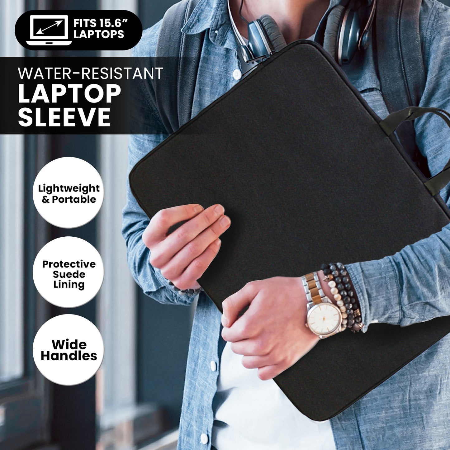 Travelling 15.6” Water-Resistant Laptop Sleeve Bag