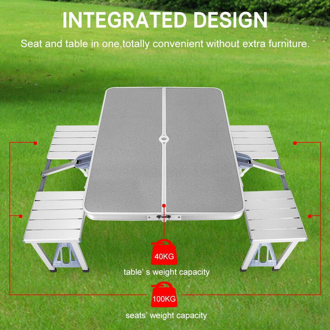 Folding Camping Table with Stools Set