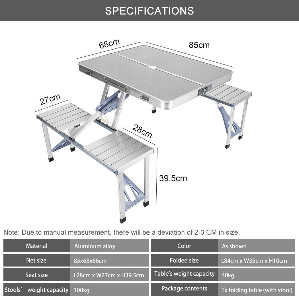 Folding Camping Table with Stools Set