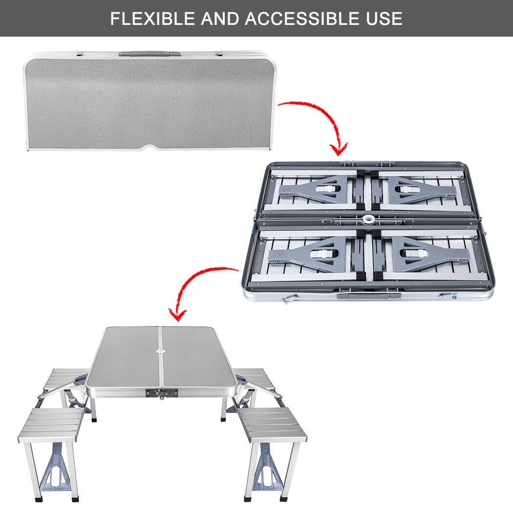 Folding Camping Table with Stools Set
