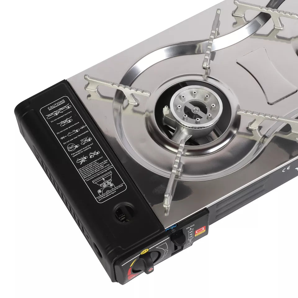 Portable Camping 2 Burner Stove w Baking Tray