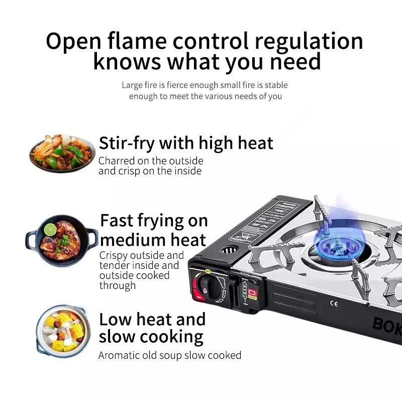 Portable Camping 2 Burner Stove w Baking Tray