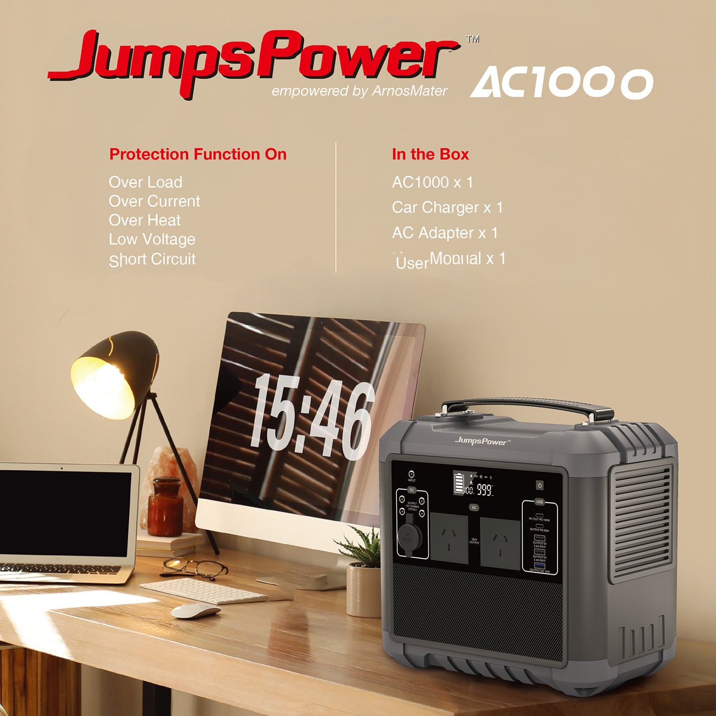 1000W Portable Power Station Battery Charger