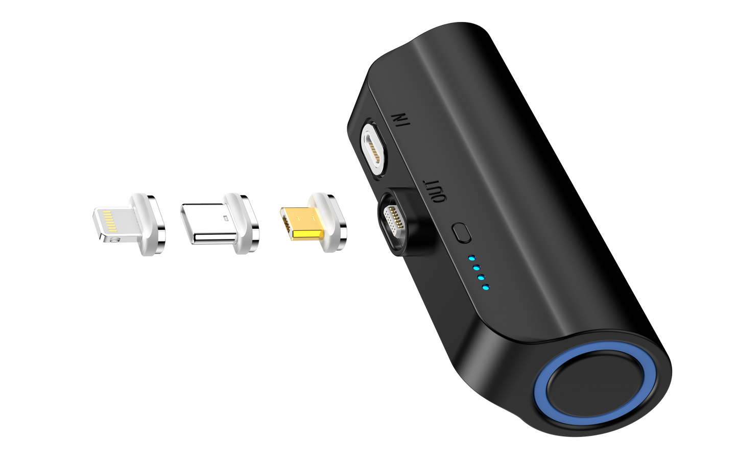 Mini Power Bank 3000mAh with 3 Magnetic Connectors (Black)