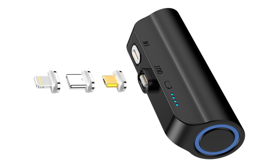 Mini Power Bank 3000mAh with 3 Magnetic Connectors (Black)