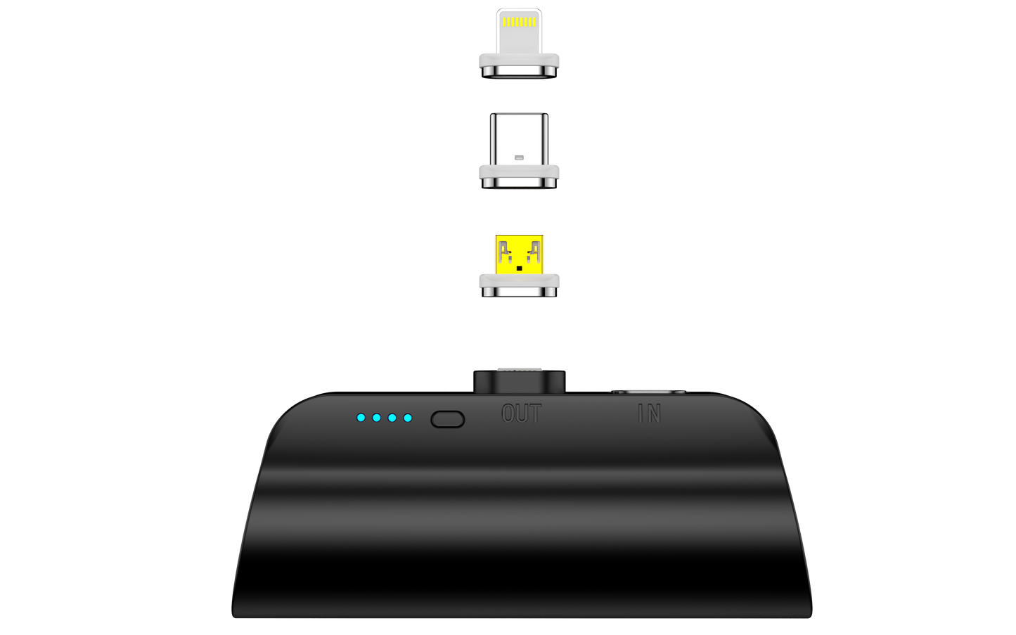 Mini Power Bank 3000mAh with 3 Magnetic Connectors (Black)