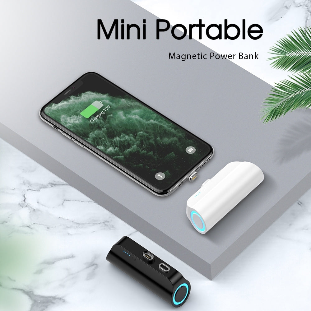 Mini Power Bank 3000mAh with 3 Magnetic Connectors (Black)