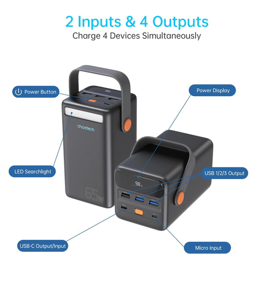 Power Bank 50000mAh with LED Flashlight LCD Display - Free shipping