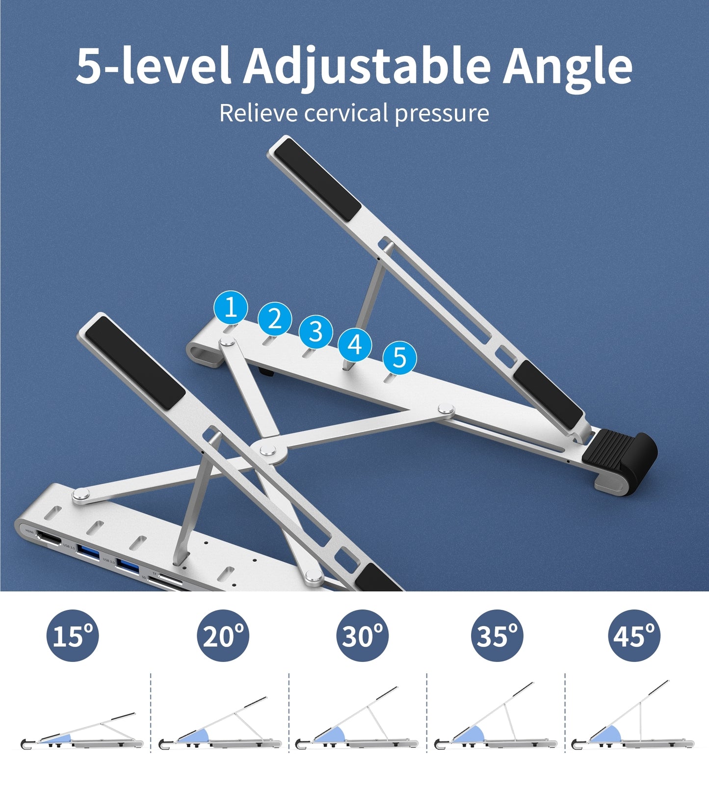 Portable Foldable Laptop Stand with Multiport Adapter