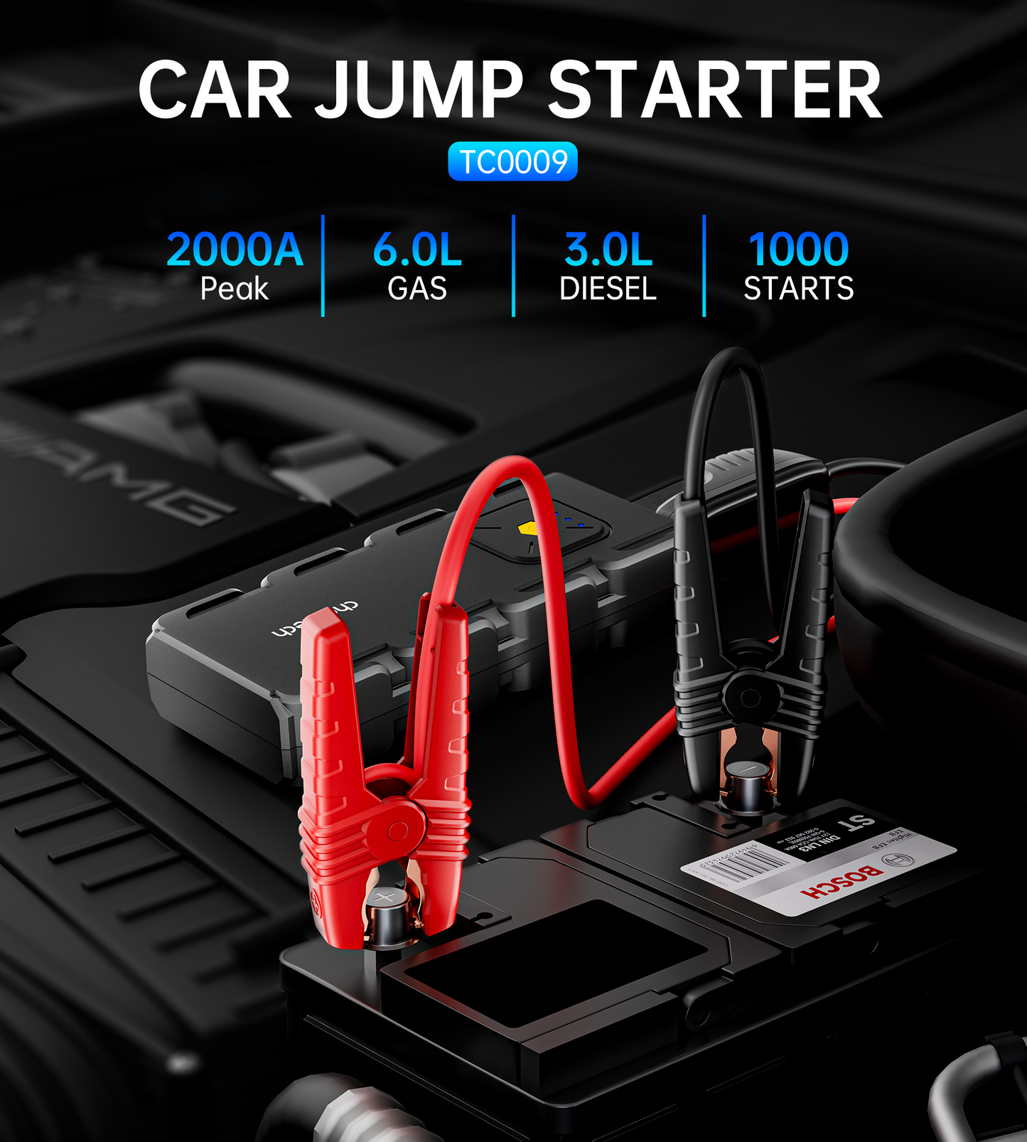 Portable Car Jump Starter 16000MaH with Emergency Light
