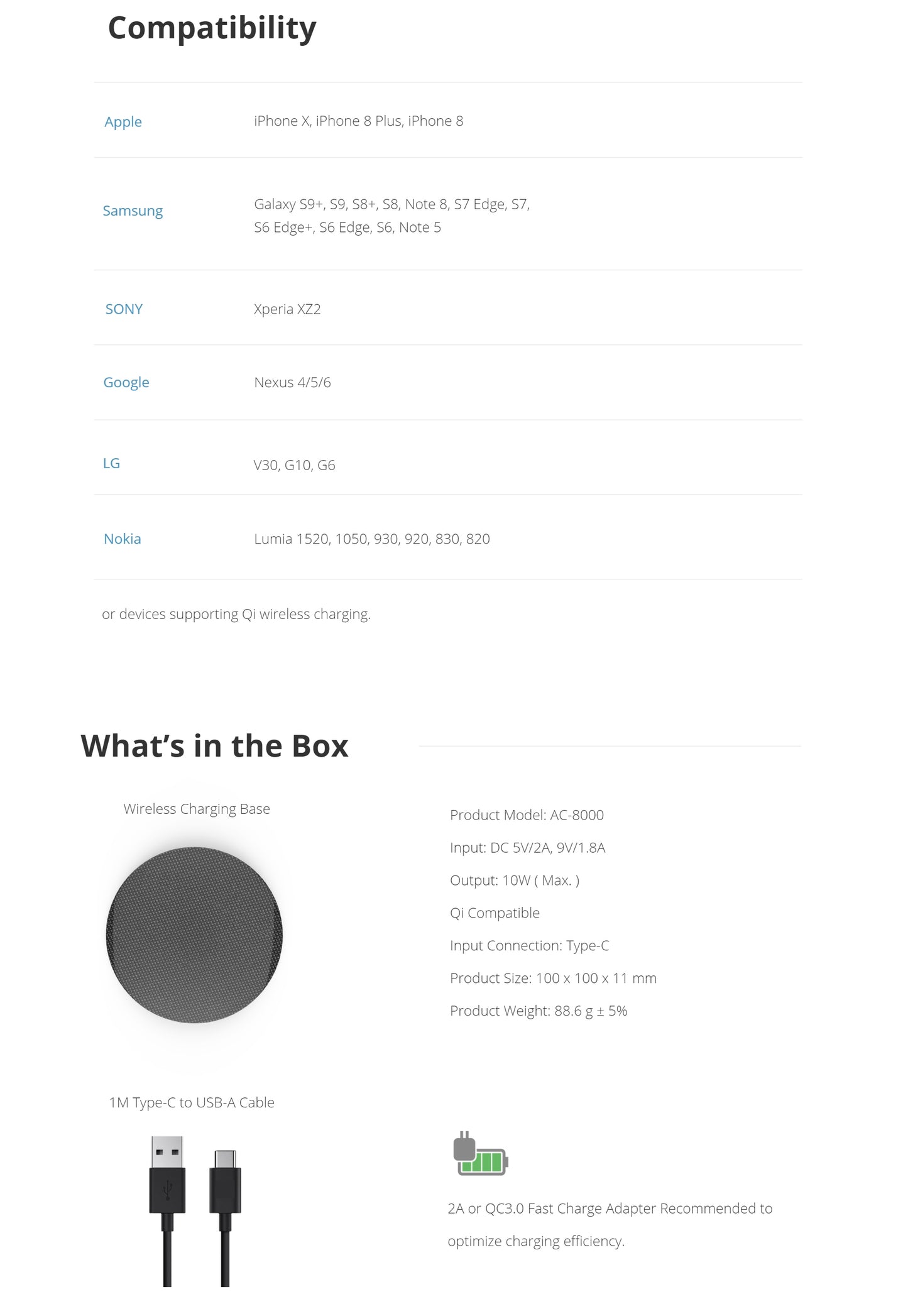 Photofast AirCharge Qi Compatible 10W Fast Charge