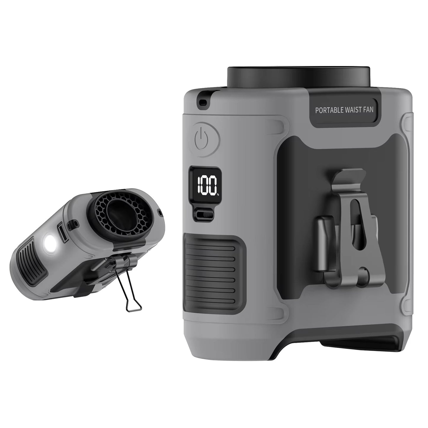 Portable Outdoor Working Waist Fan LED light