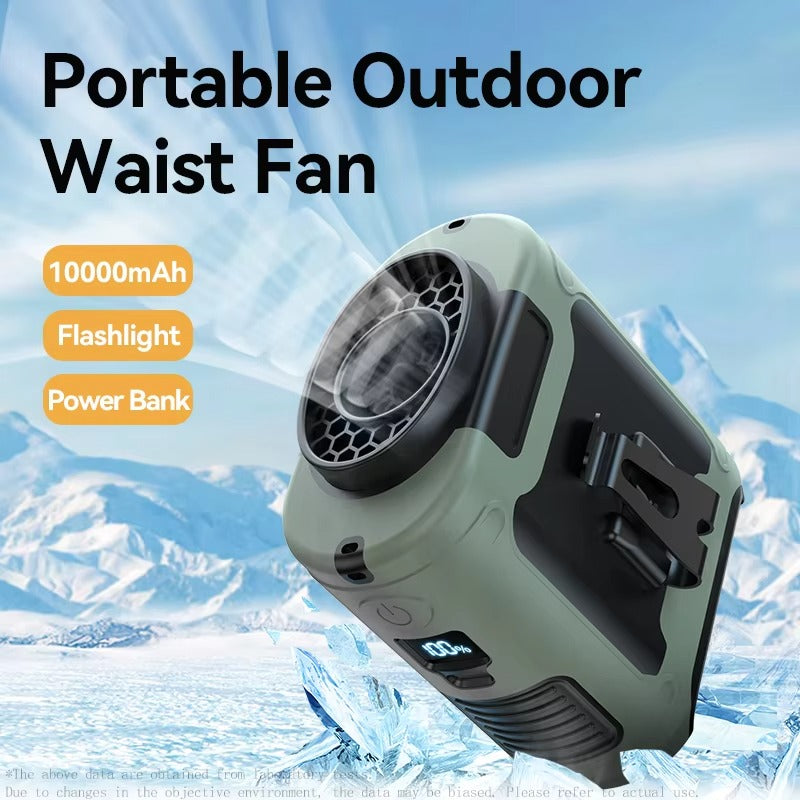 Portable Outdoor Working Waist Fan LED light