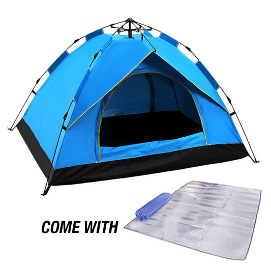 Quick Setup Camping Tent 3-4 Person with Ground sheet - BLUE