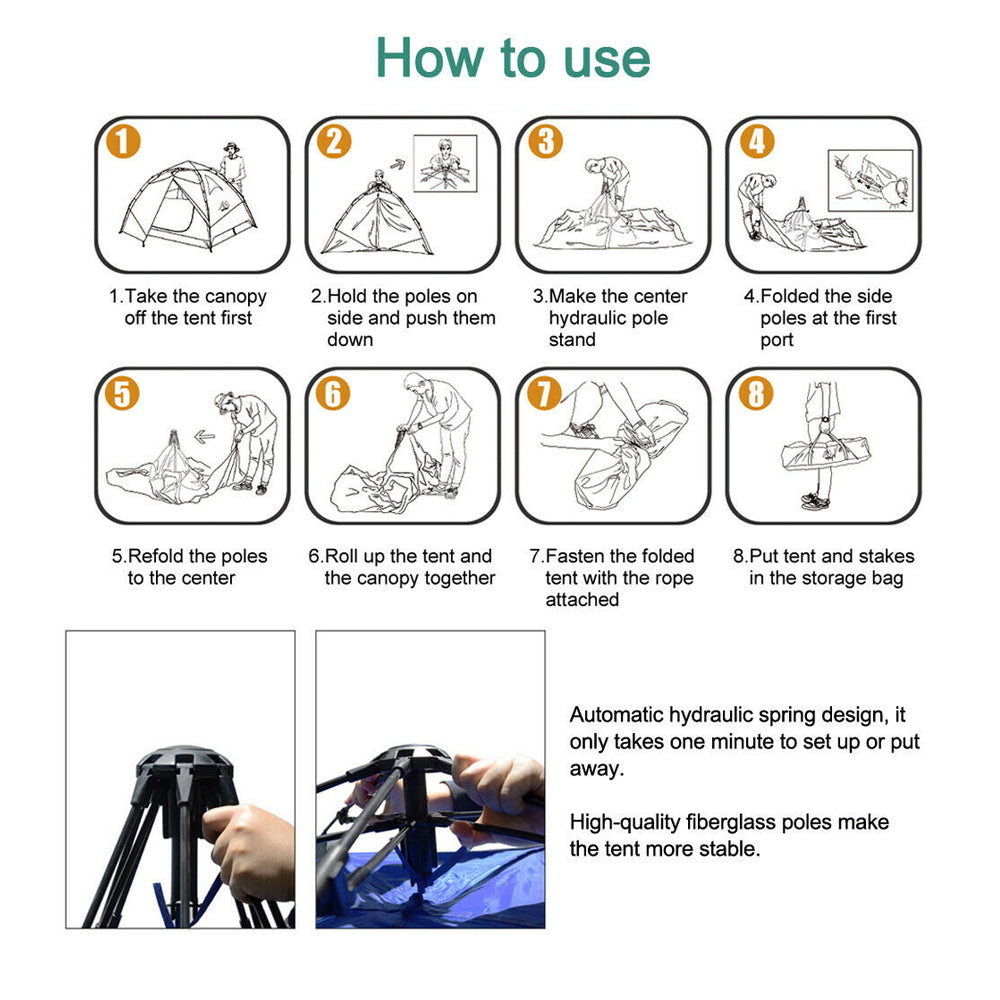 Quick Setup Camping Tent 3-4 Person with Ground sheet - BLUE