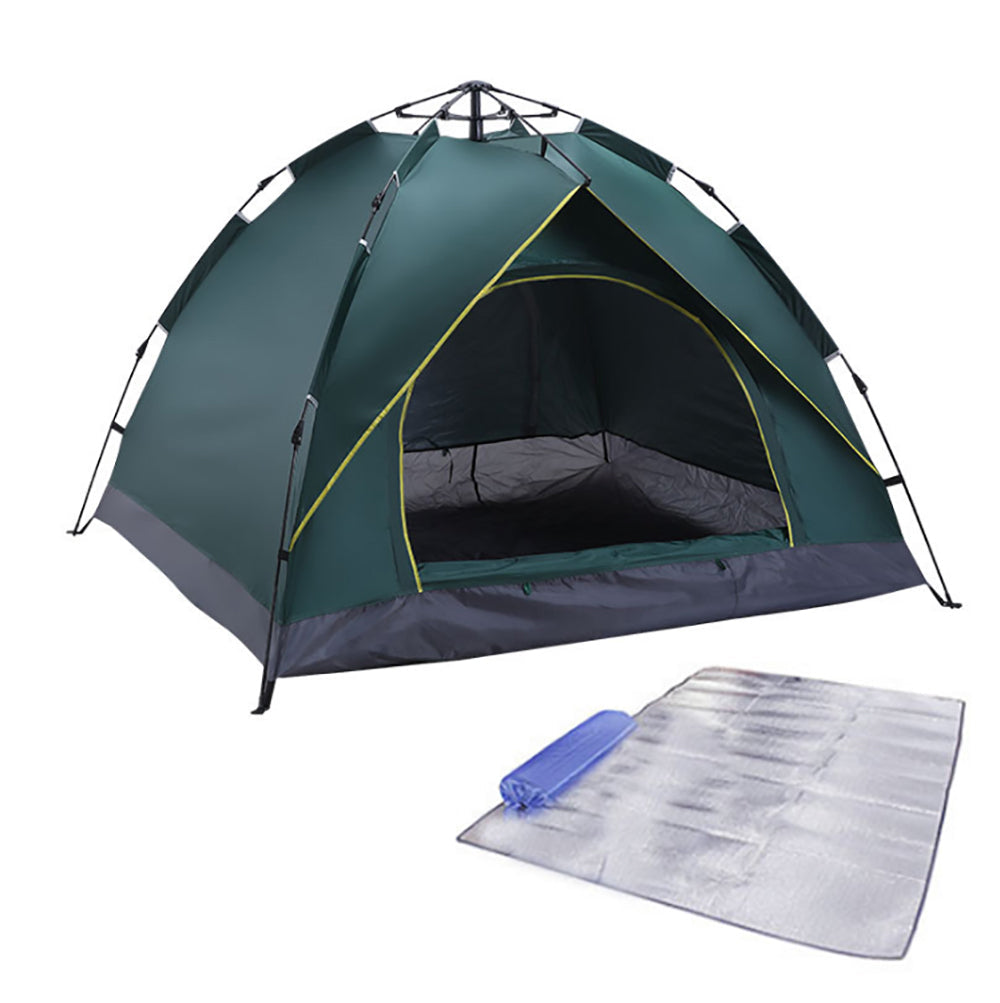 Quick setup Camping Tent 3-4 Person with Ground sheet - Green