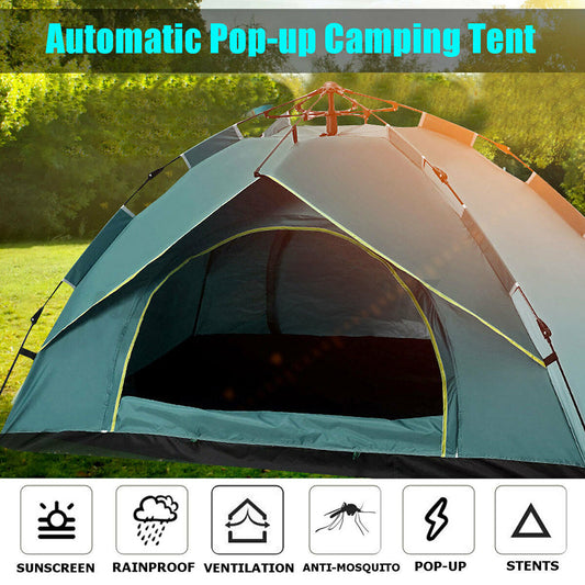 Quick setup Camping Tent 3-4 Person with Ground sheet - Green