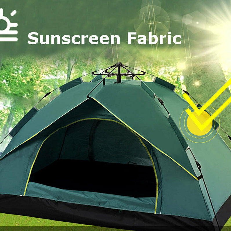 Quick setup Camping Tent 3-4 Person with Ground sheet - Green